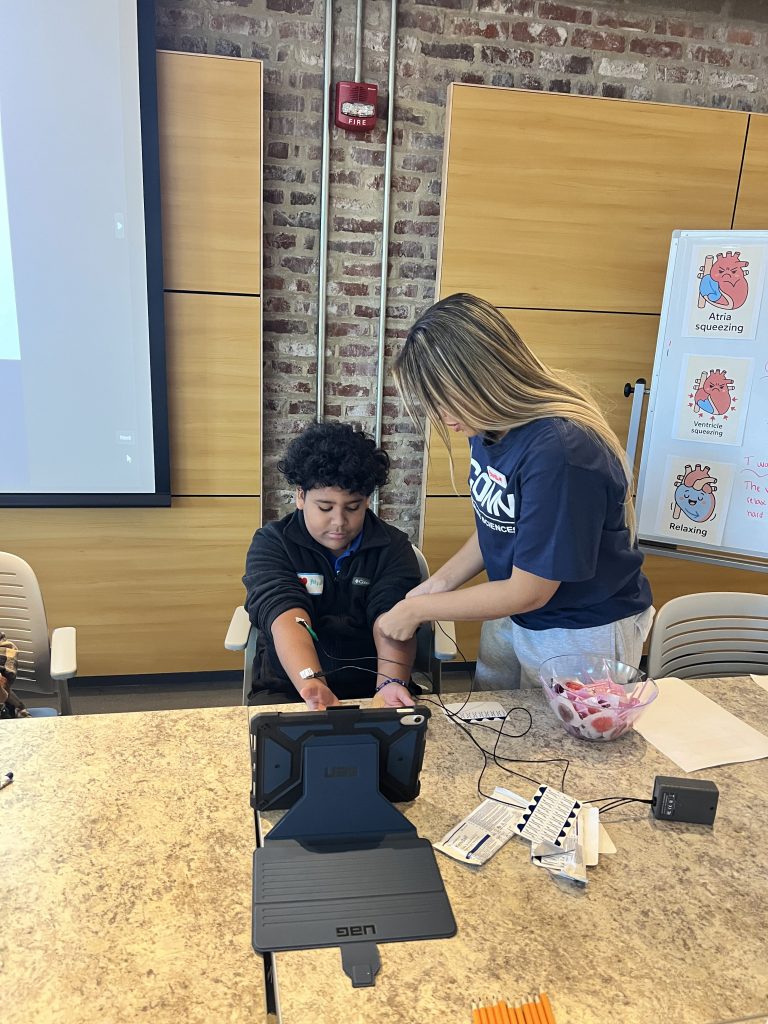 student doing a health exercise